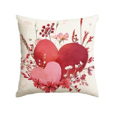 Valentine's Day Red and Pink Heart Throw Pillow Cover, 18 x 18 Inch Flowers Lov