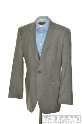 HUGO BOSS Recent Solid Gray 100% Wool Mens Blazer Sport Coat Jacket - 44 L