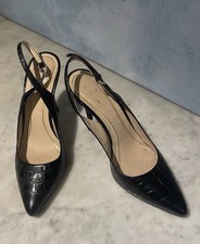 Massimo Dutti Leather Sling-back Heels Black Size 6. Perfect.