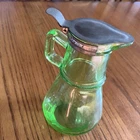 VINTAGE HAZEL ATLAS URANIUM Green DEPRESSION Glass SYRUP PITCHER Collectible