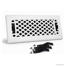 4 x 10 Steel Floor Register Glacier White with Damper Tool Free Installation