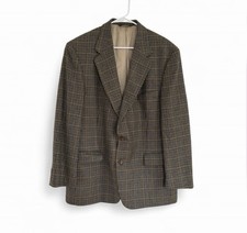 Brooks Brothers Wool Blazer Mens 44R Brown Herringbone Tweed Vtg USA Union Made