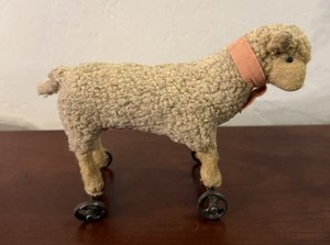 Antique Steiff Sheep on Metal Wheels, Vintage Lamb, 6” x 7” + Tail