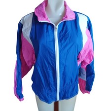 Vintage Women's Track Suit 1980's Windbreaker Jacket Pants Set Parachute Nylon