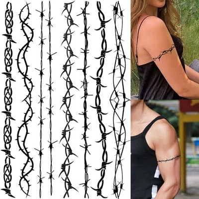 LAROI 7 Blatt Stacheldraht Temporäre Tattoos Damen Männer Klebetattoos Erwachsene, H