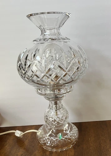Vintage Waterford Crystal “FIONA”  Electric Hurricane Lamp RARE Large 14”