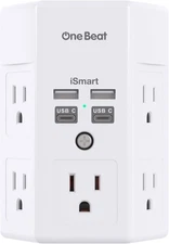 5 Outlet Extender Surge Protector Multi Plug Wall Adapter USB Charger Ports with