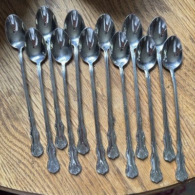 12 Reed & Barton Victoria Select Iced Teaspoons 18/10 Stainless Flatware Scroll