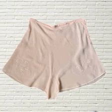 Vintage 30s 40s Silk Tap Shorts - Pink Silk Embroidered Side Button Xs/s