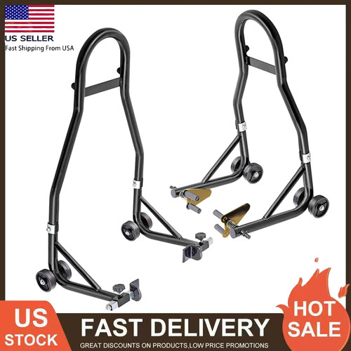 2PCS Motorcycle Front & Rear Stand Lift 900 lbs Spoolift Paddock Swingarm Arm