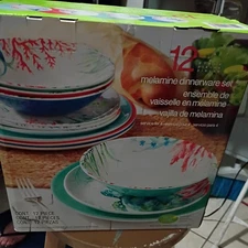 Pandex Sealife 12 Piece Melamine Dinnerware Set. New
