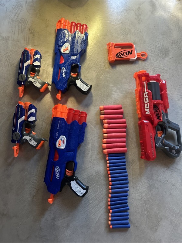 Nerf DualStrike FireStrike, CycloneShock, And PocketShot+20Regular 10MegaBullets