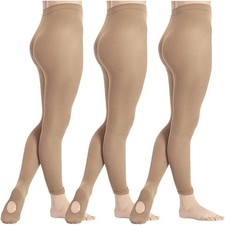 3 Pairs Girls' Convertible Ballet Tights/Soft Transition Dance 60D Size 14-18