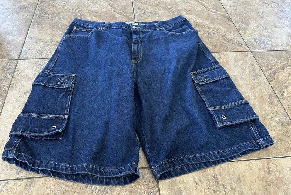 Vintage Anchor Blue Shorts Men’s 42 Blue Denim Cargo Jorts Baggy Loose Fit 39 - Image 2 of 4