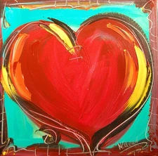 RED HEART  Modern Abstract   Original Oil Painting  IMPRESSIONIST