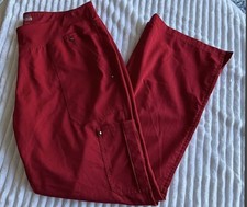 Healing Hands Purple Label Yoga Red Cargo Scrub Pants Womens LP Petite 9133