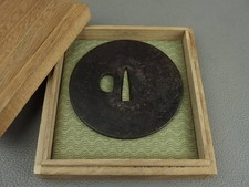 Japanese Antique Iron Tsuba Gold Silver Inlay Fittings Samurai Design