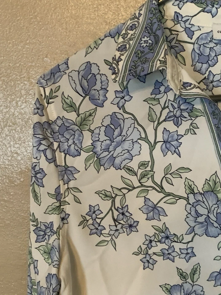 Blusa Cupcakes Y Cachemira Azul Floral Botón Frontal Talla XS Foto 3 de 4