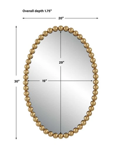 Uttermost 09875 Serna 20" W x 30" H Oval Framed Bathroom Mirror - Gold - Picture 2 of 7