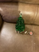 KWADRAT ŚW. NICHOLA MAŁY POŁYSKUJĄCY ZIELONY CHOINKA DEKORACJA STOŁU (NOWY)