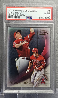 2016 Topps Gold Label Mike Trout Class 1 - Red /100 PSA 9 MINT Low Pop