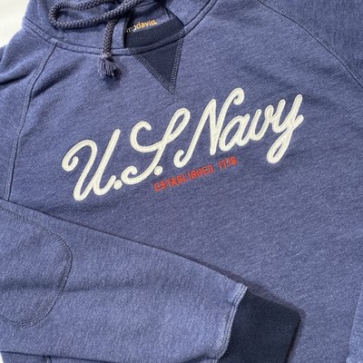 Camp David Hoodie Sweatshirt US Navy Est 1775 Semiquincentennial Blue LARGE 