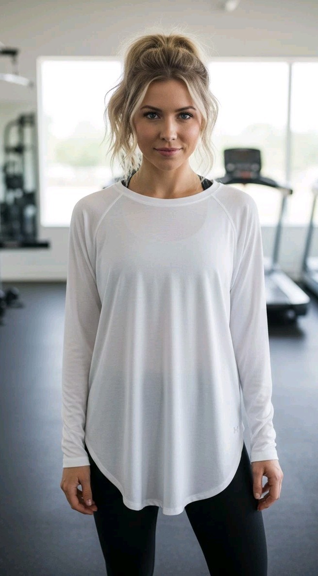 Under Armour Women's White Long Sleeve Open Back Athletic Fit Activewear T-Shirt