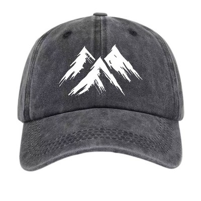 Washed Dad Hat Mountain Peak Graphic Hiker Outdoor Adventure Casual Cap 中文标题