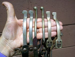 3 Pairs Of Antique Vintage English Type Spurs Military Style One W/ Smooth Rowel