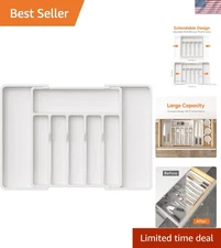 Expandable Silverware Drawer Organizer - Adjustable Utensil Tray, 8 Compartments