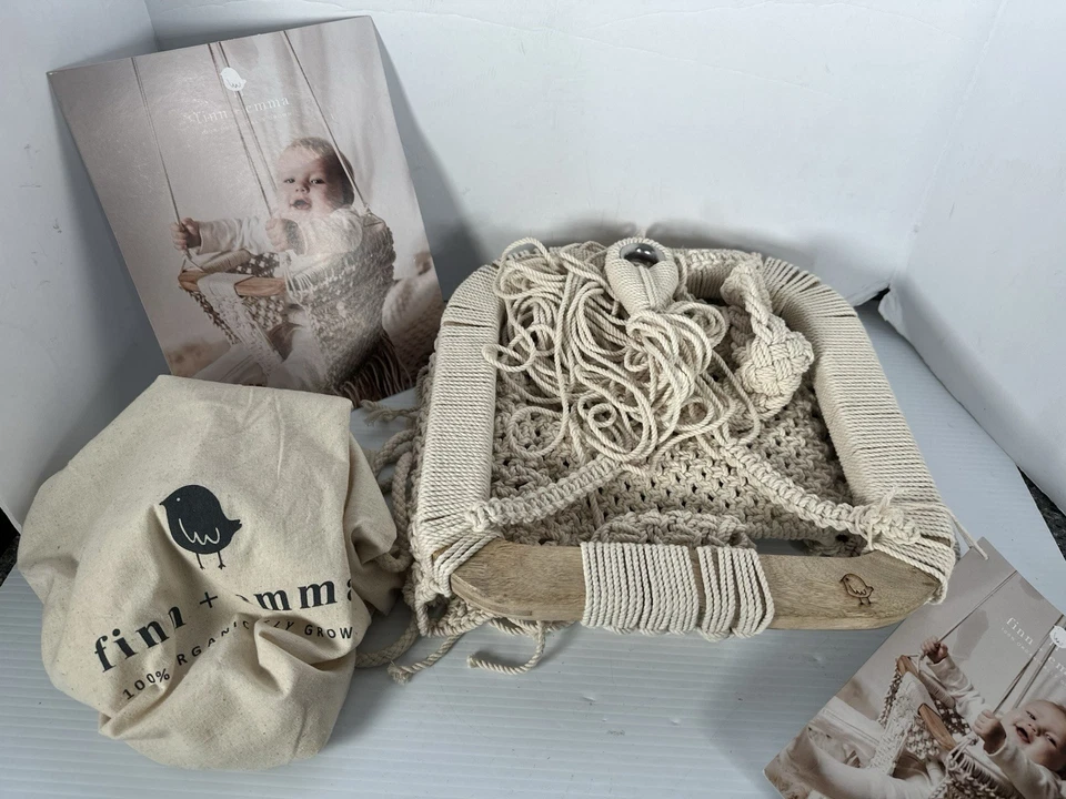 NUEVO Columpio Macramé Finn and Emma - Columpio Macramé de Algodón Orgánico Hecho a Mano para Bebé Foto 2 de 4