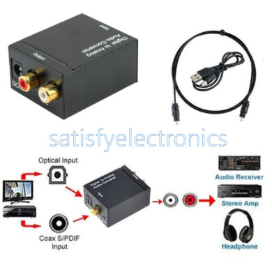 Optical Coaxial Toslink Digital to Analog Audio Converter Adapter RCA 3.5mm