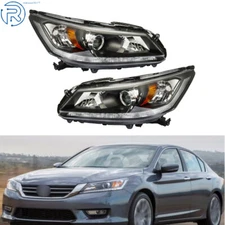 Left&Right Side Headlights For 2013-2015 Honda Accord Sedan Halogen W/LED DRL
