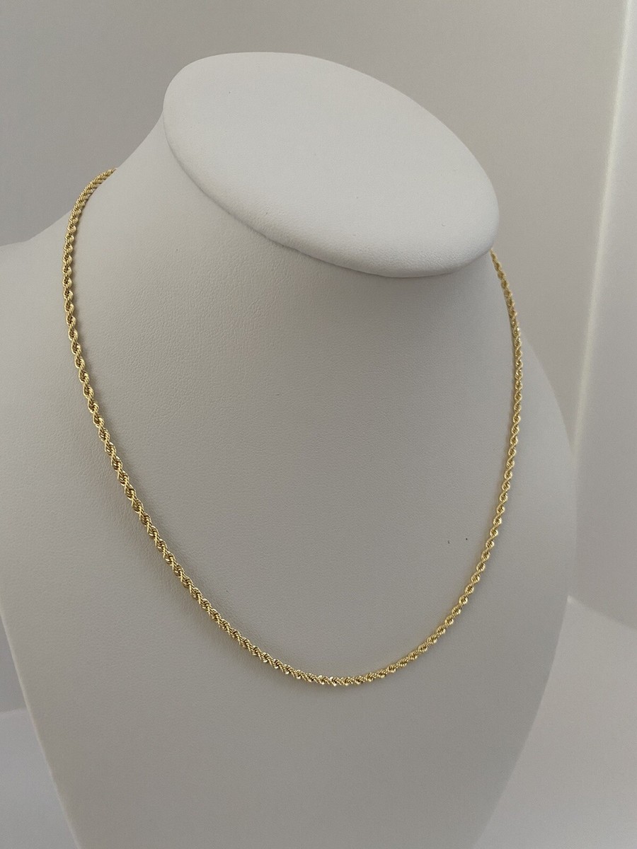 10k Yellow Gold Hollow Rope Chain Necklace 18