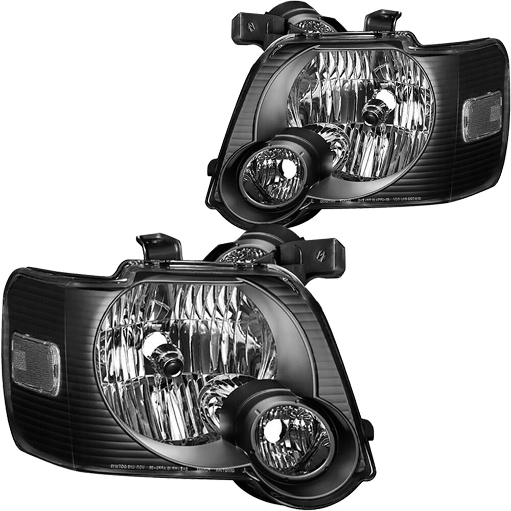 Black Headlight Pair For 2006-2010 Ford Explorer - Left & Right Halogen Assembly