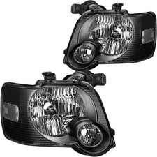 For 2006 2007 2008 2009 2010 Ford Explorer Black Headlights Lamps Pair LH+RH