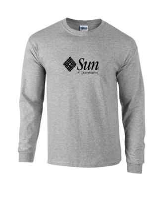 Sun  Microsystems  Black Logo T-shirt Computer  Sport Gray Long Sleeve Shirt