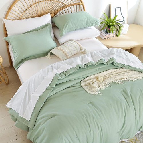 weigelia King Size Comforter Set Boho Sage Green Comforter Set Bed in a Bag Bedd