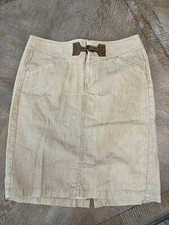 Lauren Ralph Lauren Heathered Tan Pencil Skirt Sz 10 Leather Buckle waist 34  