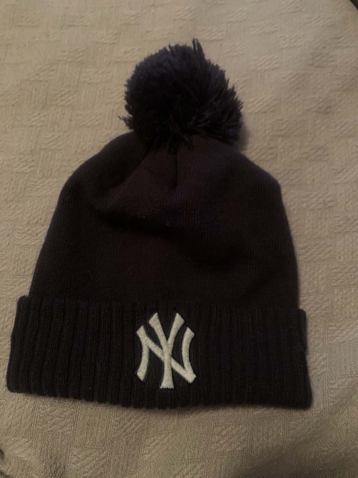 NEW ERA MLB NEW YORK YANKEES POM BEANIE KNIT HAT Navy Blue MENS