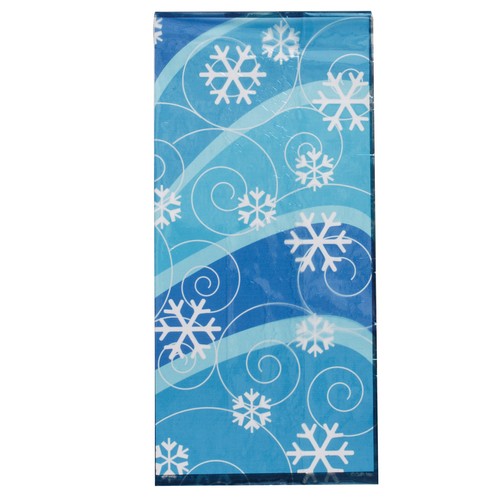Snow Flakes Swirls Winter Christmas 11" Plastic Favor Bags, 12 CT, Blue White - Bild 2 von 5