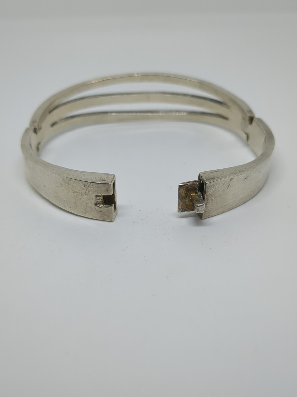Sterling Silver 925 Mexico Hinged Bangle Split Br… - image 7