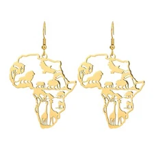 SANDOO African Map Earrings - African Animals Hollow Out Earrings, Map of Afr...
