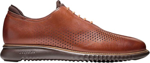 COLE HAAN 2.ZERØGRAND MENS LASER WINGTIP OXFORDS Shoes Brown (Wide) New - Picture 3 of 6