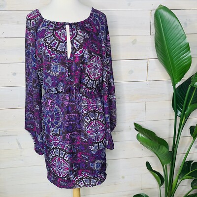 knee length dresses for ladies Zapaka Women Sparkly Purple Long Sleeves Homecoming Dress with Stars V-Neck Party Dress, Purple / US6 main image 1