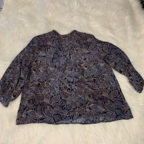 NWT Johnny Was Jade Paisley Floral Venus Peasant Top Silk Shirt L $388 - Picture 6 of 12
