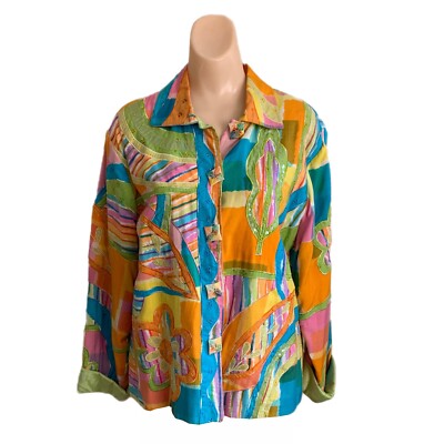 Sandy Starkman Womens Art to Wear Blazer Medium Maximalist Colorful Spring