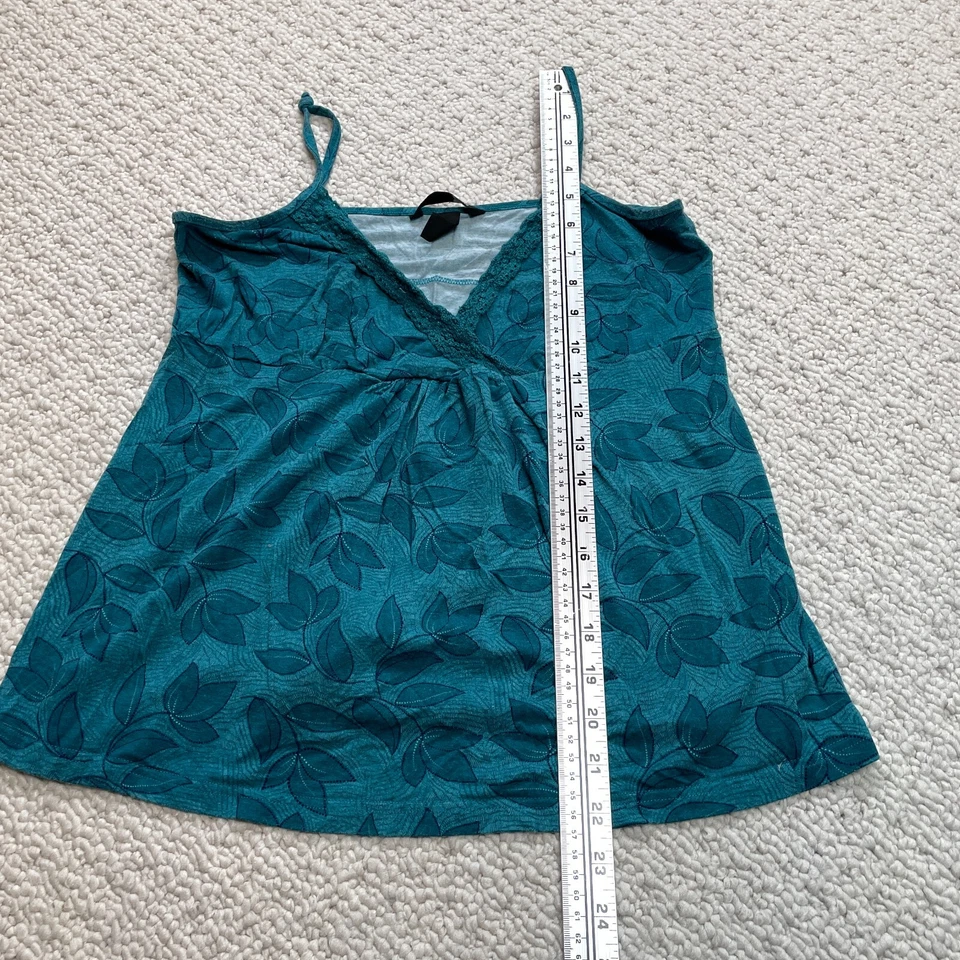 Camiseta sin mangas H&M Juniors grande azul floral algodón cuello en V lisa sin mangas suave Foto 4 de 4