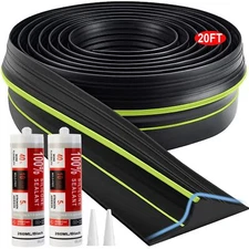 Universal Garage Door Threshold Seal Strip 20FT Kit, Bottom Waterproof Rubber...