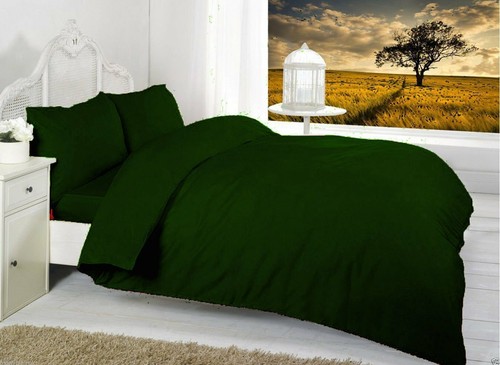 Ensemble de housse de couette de luxe couette literie mélange coton vert foncé simple roi double - Photo 1/8